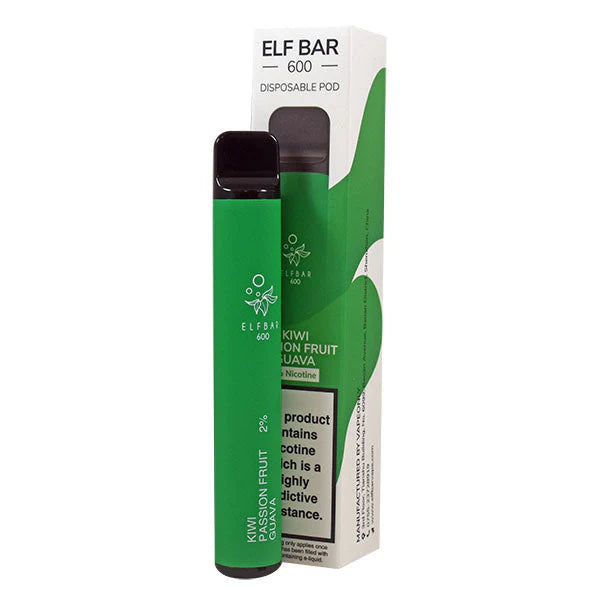 ELF BAR 600 DISPOSABLE POD DEVICE 20MG KIWI PASSIONFRUIT GUAVA