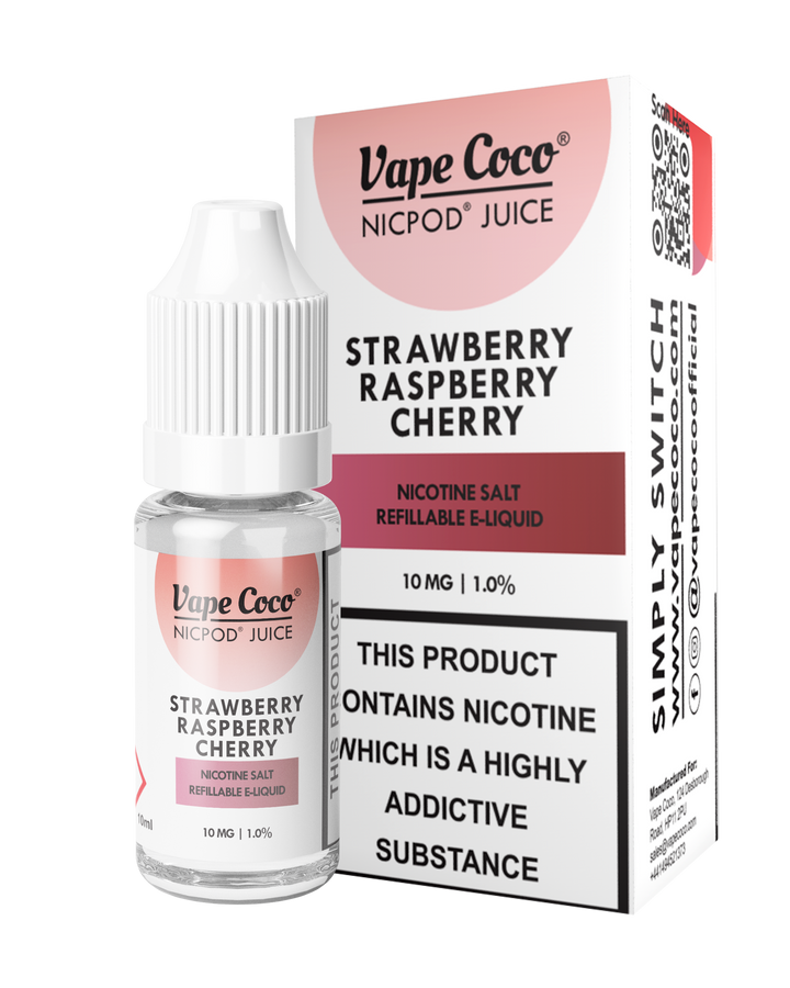 VAPE COCO NIC SALT STRAWBERRY RASPBERRY CHERRY